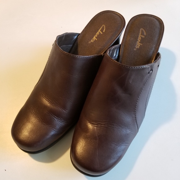 Clarks Shoes - Clark's Leather Heel Slip ons